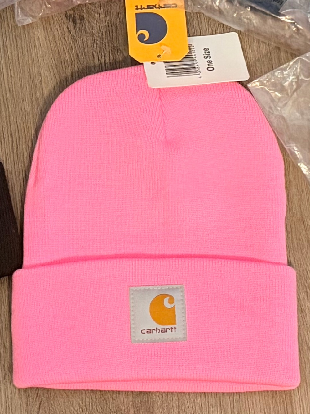 Carhartt Pink Fold-Over Beanie with Logo Patch